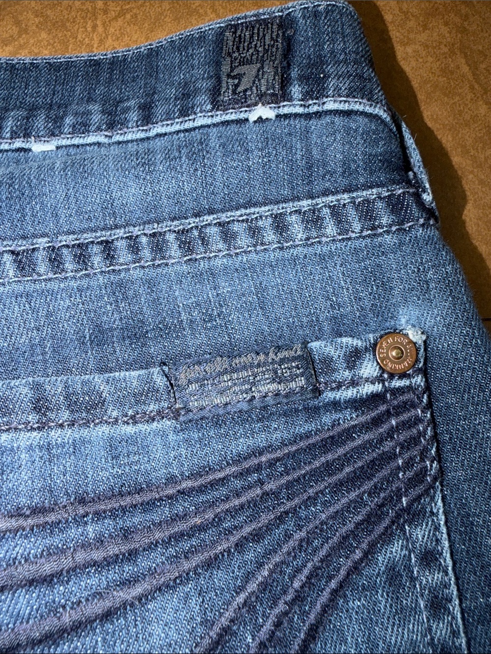 7 For All Mankind Dojo Indigo Wide Leg Flare Jeans • Like NEW • Size 27 - Picture 9 of 11